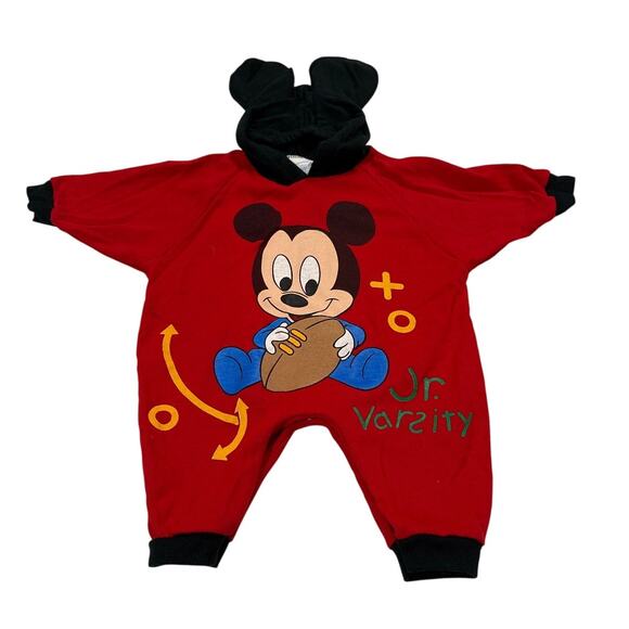 Disney Babies Vintage 90s Mickey Mouse One Piece 9M Football Rare Costume - Picture 1 of 5